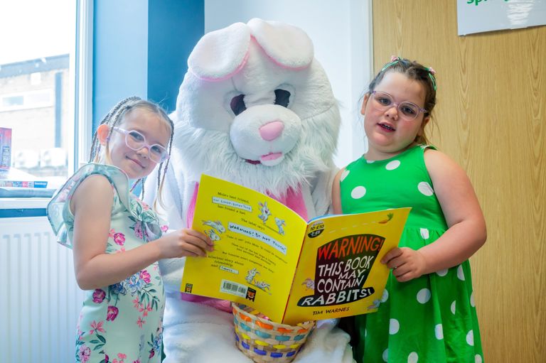children with the easter bunny